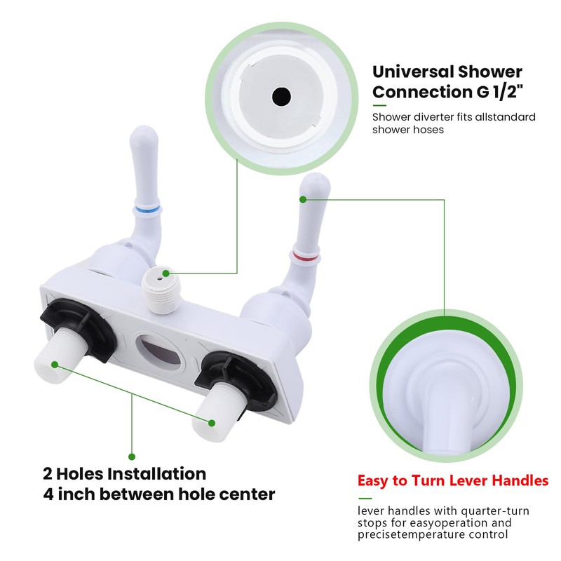 RV Shower Faucet, Camper Shower Faucet Diverter with Classical Handles,