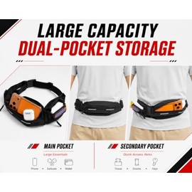 Cinturón para correr para hombres y mujeres, riñonera con soporte para teléfono para correr y viajar.