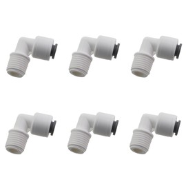 KKUANG 6PCS 1/4 Inch Male to 1/4 Inch Pipe Elbow Fitting Quick Connect Reverse Osmosis Water Filter Fittings Male Elbow Assembly for Water Filter Drinking Water Water Purifier Pipe Fittings White