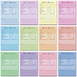 AmazingSpark 12 Pack Book Review Sticky Notes Back to School Mini Self Stick Book Review Notepad Colorful Reading Tracker for Readers Bookish Bookworm Gift(Pastel)
