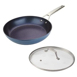 MSMK 10 inch Nonstick Frying Pan with Lid, Burnt also Non stick, Induction, Scratch-resistant, Omelette Pan Blue