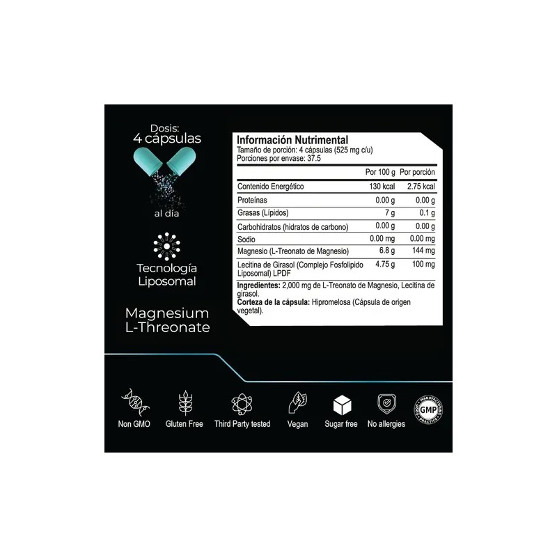 Eternal Nutrition Ultra Pure Treonato Magnesio Liposomal 150 Cápsulas Alta