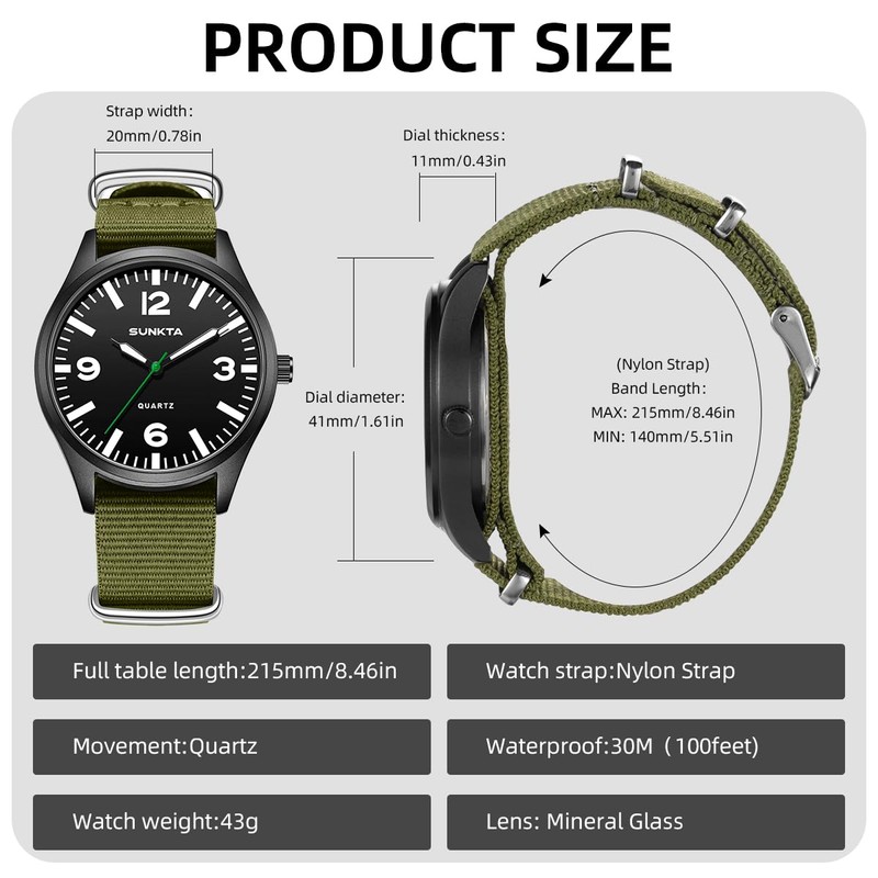 LIGE Watches for Men Unisex Military Sports Nylon Band Analog