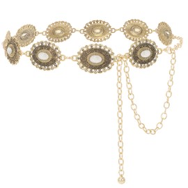 XZQTIVE Women Boho Chain Belts For Dresses Jeans Western Cowgirl Waist Links Belt Adjustable Metal Concho Belt