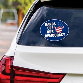 Hands Off Our Democracy Vinyl Sticker, Resist Hate Decal, Anti-Trump, Resist Racism Sticker, Resist Fascism Car Bumper Sticker, 6" x 4.5"