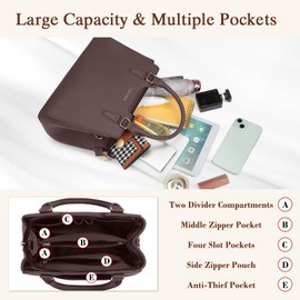 IGOLUMON Women's Medium Handbag Leather Handbag Tote Bag Handbags Women's Shoulder Bags Shoulder Bag Women's Handbags, coffee, Contemporary