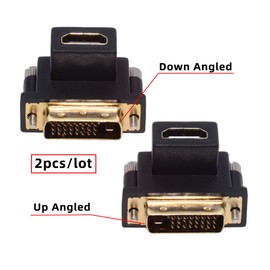 CY Adapter 2 Pieces/Lot Up & Down Angled 90 Degree DVI Male to HDMI Female 4K Adapter Port Saver for Computer HDTV Graphics Card