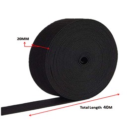 Anlising Black Elastic Band, Sewing Elastic Band, Elastic Band, 20 mm Wide x 40 Metres, Elastic Polyester Band, Elastic Bands Sewing, Elastic Ink Ribbon, for Sewing and Household DIY Crafts