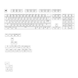 Glorious Gaming - GPBT Basics (PBT Keycaps), Classic White, No Fade Dye-Sublimated, for Custom Mechanical Keyboards, Fits 100%, 75% 65% 60%, Fits ANSI & ISO, Supports Windows & macOS - English (US)