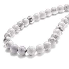 BEADIA - Cuentas de piedra de howlita blanca natural, redondas, sueltas, semipiedras preciosas para hacer joyas, 8 mm, 44 unidades