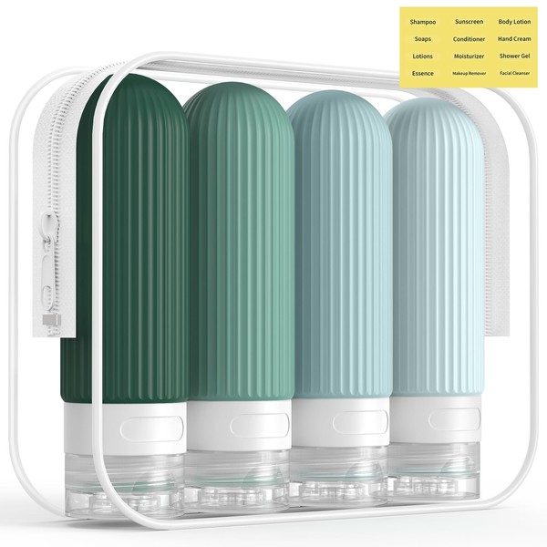 ME.FAN Travel Bottles for Toiletries, TSA Approved 3oz Silicone Travel