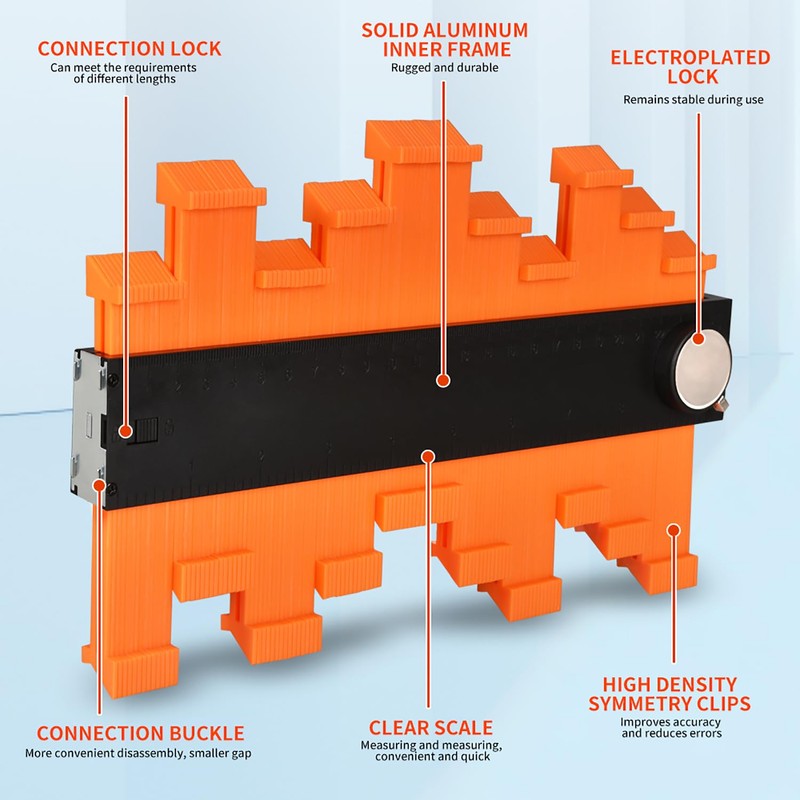 Connectable Contour Gauge 10 Inch with Lock, Adjustable Profile Duplicator