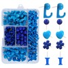 VAPKER 215Pcs Blue Push Pins Set,Hook Push Pins,Round Head Map