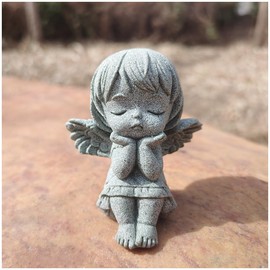 livelyfish Little Angel Statue with Wings Cute Girl Collectible Figurine for Garden Aquarium Fish Tank Home Shelf Desk Decor