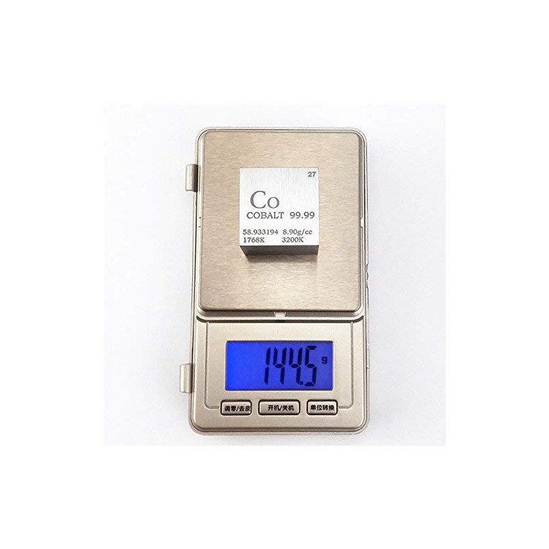 Cobalt (Co) Scientific Cube from 25.4mm side and 144.5 grams.