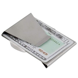 LEEMASING Slim Clip Double Sided Money Clip Credit Card Holder Wallet Stainless Steel For Husband Dad Wife (Silver)