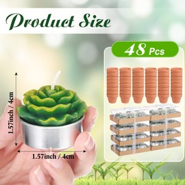 48 Pcs Succulent Cactus Tealight Candles Baby Shower Plant Candles Bridal Shower Cactus Candles Novelty Handmade Tealight Terrarium Plant Candles for Party Favor Fiesta Birthday Wedding Home Decor