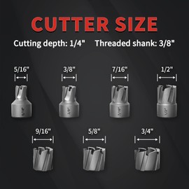 S&F STEAD & FAST Spot Weld Cutter Kit, Rotabroach Cutter Kit, 7 Cutters, 3/8 Shank, Depth of Cut 1/4, Cutting Diameter 5/16-3/4, for Spot Welder, Welding Tools and Auto Body Tools
