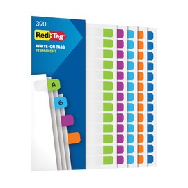 Redi-Tag Write-On Tabs, Permanent Adhesive Index Tabs, Tropical Colors: Purple, Green, Blue, Dark Blue, Orange, 1" x 7/16", 390 Pack (1009305)