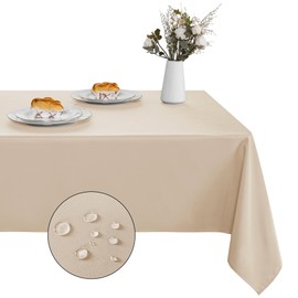 XWZO Table Cloth Rectangular Solid Table Cover Water Resistant Table Cloths Wipe Clean Tablecloth for Cafe, Restaurant, Buffet, Tabletop Party 140x200cm(55x78inches) Beige