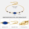 Birthstone Bracelets for Women, 925 Sterling Silver Dainty Evil Eye