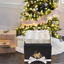 Perfectione Roses Luxury Preserved Roses in a Box, White Real Roses Valentines Day Gifts for Her, Birthday Gifts for Women, for Wife