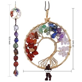 Decor 7 Chakra Tree Ornament Home Window Car Decor Natural Healing Crystal Stones Gift