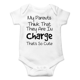 CBTwear My Parents Think That They Are in Charge - Mameluco de humor unisex, Blanco, Recién nacido