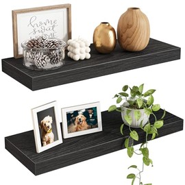 Fixwal Estantes flotantes para pared, estantes de madera de 15.7 pulgadas para sala de estar, dormitorio, bao y cocina, para almacenamiento, libros,  