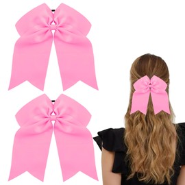 8 Inch Large Cheer Bows for Cheerleaders,Pink Cheer Bows,Cheerleading Bows,Cheerleader Bows,Hair Accessories for Girls,Cheer Ponytail Hair Piece,2 Pcs Hair Bows for Girls