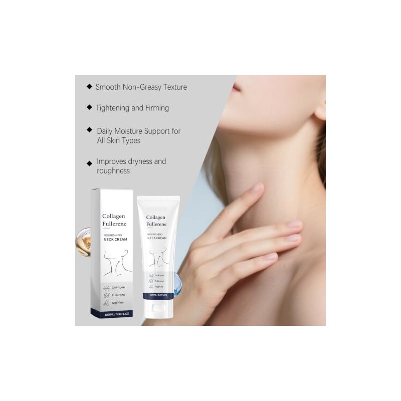 Crema Reafirmante de Cuello para Mujer, Crema Colágeno Fullereno (4Pcs)