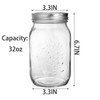 Cedilis 12 Pack Wide Mouth Mason Jars, 32 oz Glass
