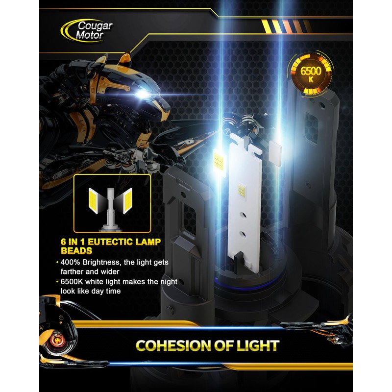 Cougar Motor 9012 HIR2 Bulbs, 9012 Fog Light 6500K Plug