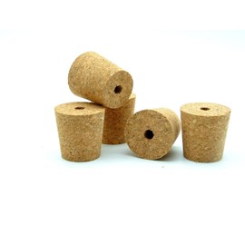 5 x BORED CORK BUNG 46/36mm - Bung with Hole/Bungs Cork Kork Corks Stopper Stoppers Airlock Bubbler Carboy