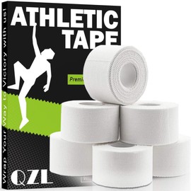 Athletic Tape - QZL 6 Rolls 1" 30‘ Versatile Medical Tape Bandage Tape, 100% Cotton Cloth Tape Adhesive for Ankle Wrist, Sport Tape for & Grip Tape for Hockey, Boxing, Volleyball, Turf, Football, Rock