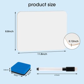 8 Pack Small A4 White Board Dry Erase Boards, 23 x 30 cm Double Sided Mini Portable WhiteBoards Lapboards for Students Teachers School Classroom Supplies Including 8 Markers and 8 Erasers