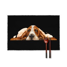Dog Breed Basset Hound Placemats Set of 4 Canvas Table Mats Washable Place Mats for Kitchen Dining Table Decor