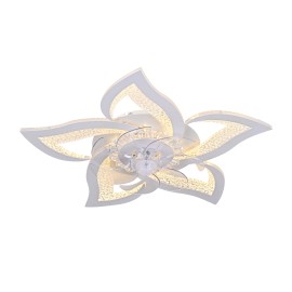 Modern Low Profile Ceiling Fan with Light, Dimmable LED Flower Shape Lamp with Remote, 6-Speed Fixture for Bedroom, Living RoomLamp Power(W): 60, Color: Chrome, Emitting Color: Dimmable