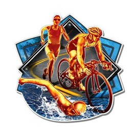 Triathlon - 8" Vinyl Sticker - for Car Laptop I-Pad - Waterproof Decal