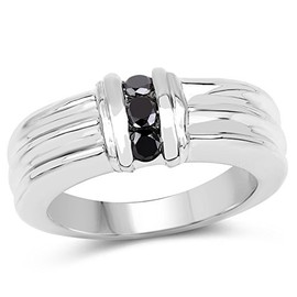 0.24 Carat Genuine Black Diamond .925 Sterling Silver Ring