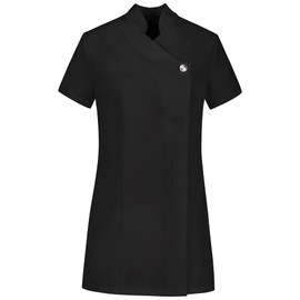 B-well Marcella Beauty Tunic Beauty Uniforms Tunic Beauty Tunics for Women Spa Beautician Clothing with Buttons and Zip for Beauticians, Hairdressers, Masseurs, Physiotherapists, Black, XL