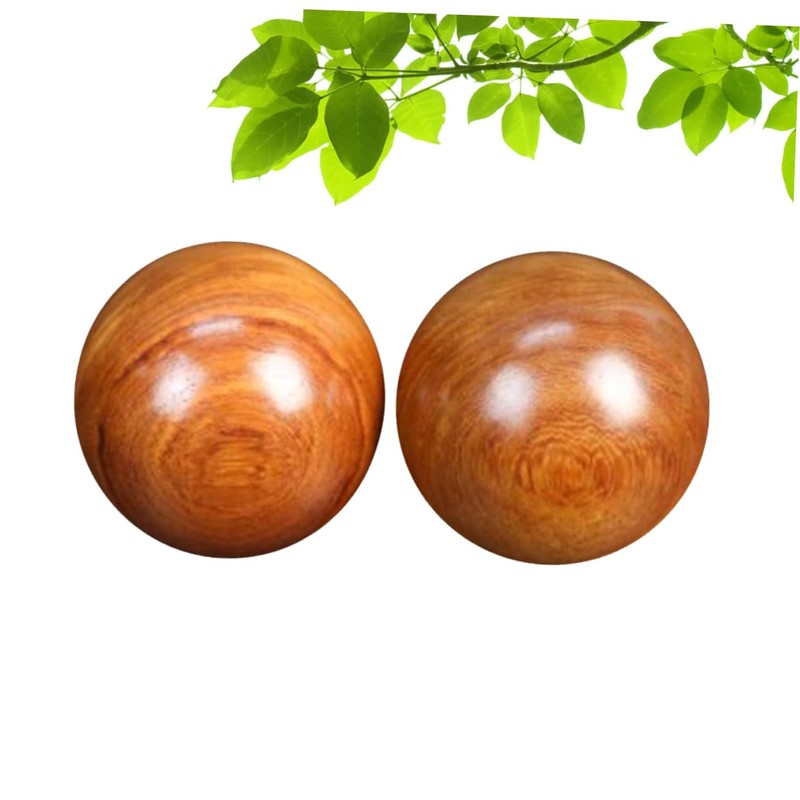FRCOLOR 2pcs Wooden Massage Balls Round Fitness Hand Exercise Balls