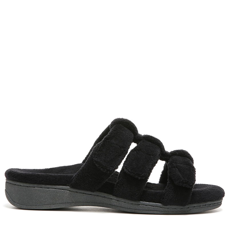 Vionic Adjustable Open-toe Slipper With Orthotic Arch Support Black -