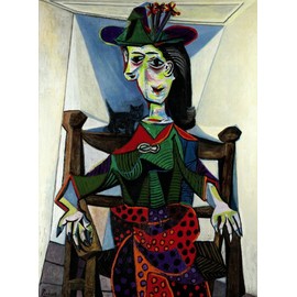 Get Custom Art - Pablo Picasso, Dora Maar au Chat - Gallery Wrapped, Famous Paintings Wall Art Décor (18x24 inch)