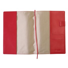 (Sealal) Notebook Cover A5 Size, Soft, No Belt, Notebook Cover, Genuine Leather, Leather (02. Black x Red)