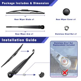 Shopauto Rear Wiper Arm Blade Assembly Kit Compatible with 2011-2020 Dodge Grand Caravan, 2011-2016 Chrysler Town & Country Rear Window Wiper, Replacement 68102356AA, 68078307AA, 55077097AC