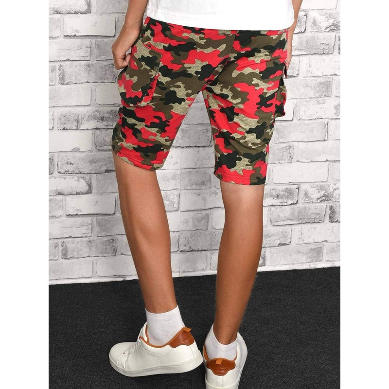 BEZLIT 30079 Boys' Cargo Shorts, Red-camouflage