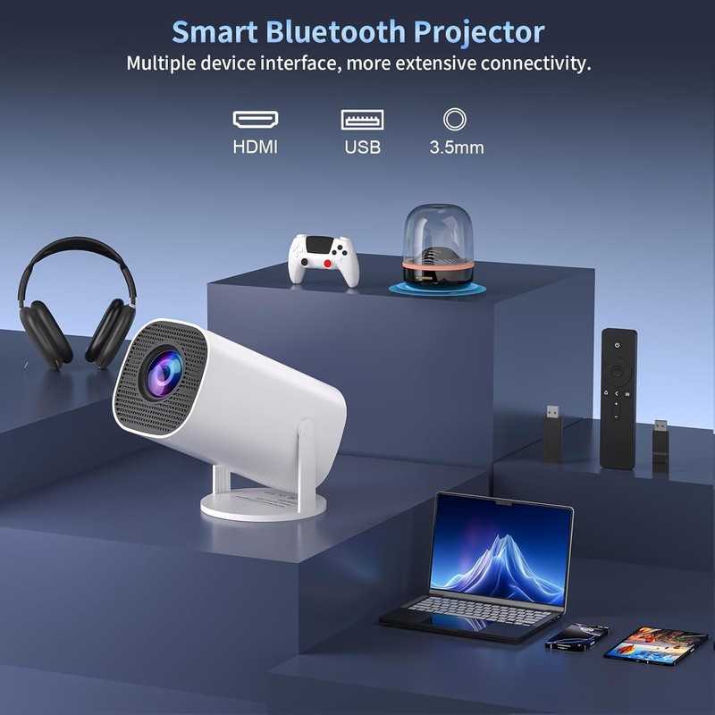 Sucetiho Mini Projector with WiFi and Bluetooth, Portable Outdoor Movie