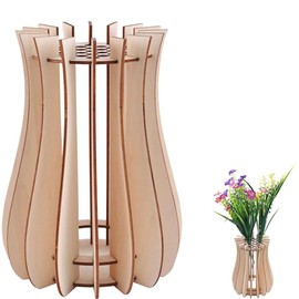 Wooden Vase, DIY Building Kit with Display Stand, Fits Roses,Tulips,Daffodils,Sunflowers, Creative Gift for Adults, Floral Arrangement Holder (Style1)