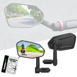 RBRL Bicycle Mirror, Extra Large Bike Mirror, 360° Adjustable Shatterproof and Durable Bar End Rear View Mirror Bicycle, Bicycle Side Mirror for E-Bike (Set)
